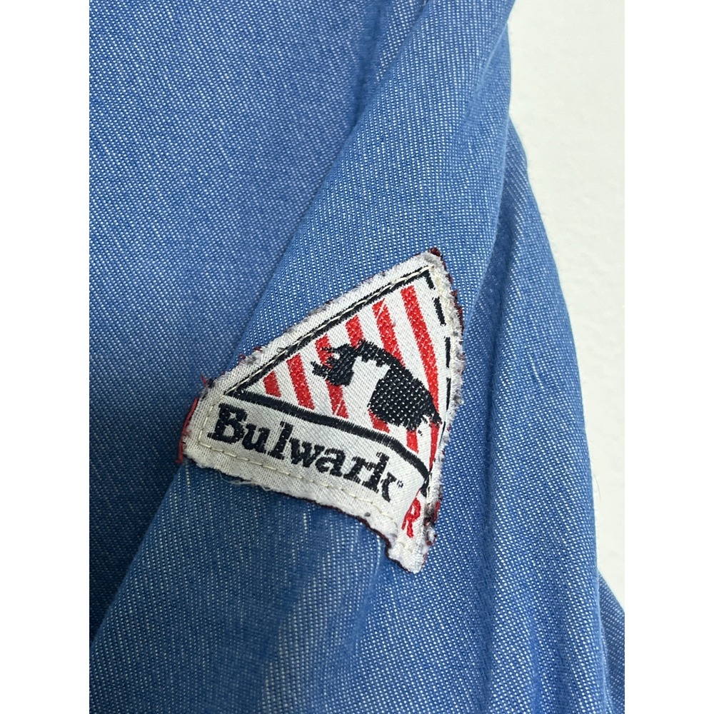 Bulwark Excel FR Blue Flame Resistant Work Shirt Mens Small Distressed Utility - Picture 5 of 7